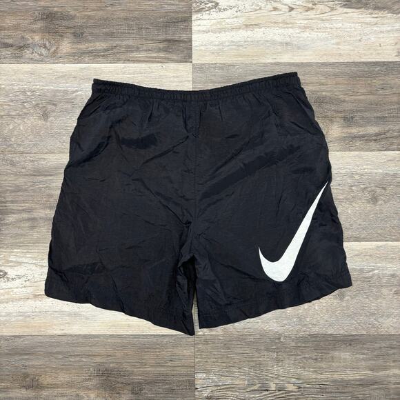 Vintage 90s Nike Black White Womens M Nylon Big Swoosh Nylon Running Shorts‎ - Picture 1 of 10